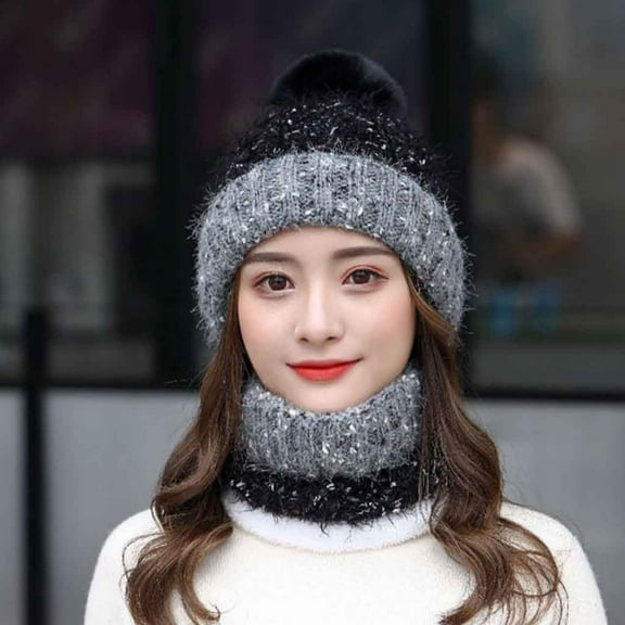 iHPH7 Christmas Gifts Neck Warmer Scarves for Women One Piece Cold Scarf Hats Hat with Scarf Attached Hat and Scarf Set for Women Gorros De Frio Para Mujeres Black One Size