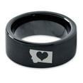 thumbnail image 2 of Tungsten Montana The Treasure State Heart Band Ring 9mm Men Women Comfort Fit Black Flat Cut Brushed Polished, 2 of 4