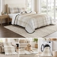 thumbnail image 6 of Quilts Full Size, Beige Buffalo Plaid Soft Comforter Bedding Set for Bed, Farmhouse Modern Checkered Lightweight Quilted Bedspread with Pillow Cover(2 Pieces) for All Season, 78x90 Inch, 6 of 9