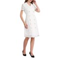thumbnail image 4 of INSPIRE CHIC Women's Short Sleeve Lace Dress Lapel Collar Double Breasted Wedding Cocktail Belted A-Line Dresses S White, 4 of 4