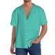thumbnail image 1 of Balery Teal Turquoise Camisa Casual de Manga Corta con Botones para Hombre, Texturizada, Estilo Cubano, para Playa, Verano-XX-Large, 1 of 5