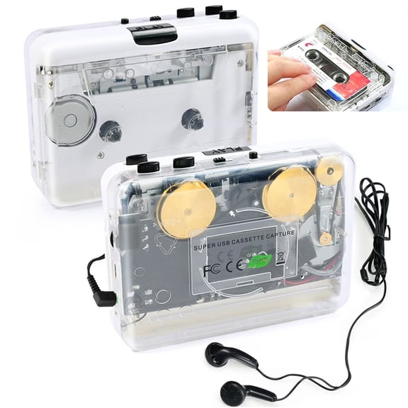 LC-dolida Cassette Player, Auto Reverse Stereo, Tape to MP3 Converter with Built-in Copper Wheel, Portable Walkman USB/Battery Powered with Earphones