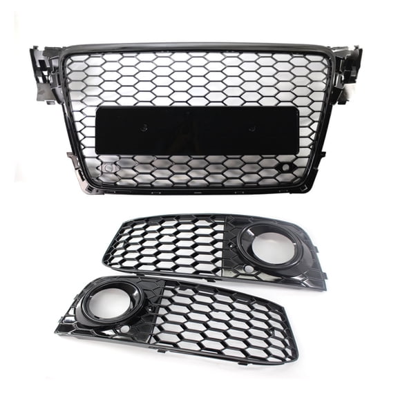 Pinypikaka Front Bumper Grill Honeycomb Fog Light Grille Covers Compatible for Audi A4 2008-2012