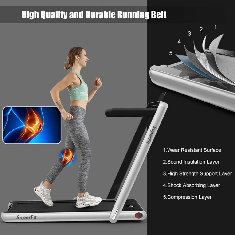 Canddidliike 2-in-1 Electric Motorized Health and Fitness Folding Treadmill with Dual Display-Silver, Home Fitness Equipment for Walking & Running , Cardio Exercise Machine