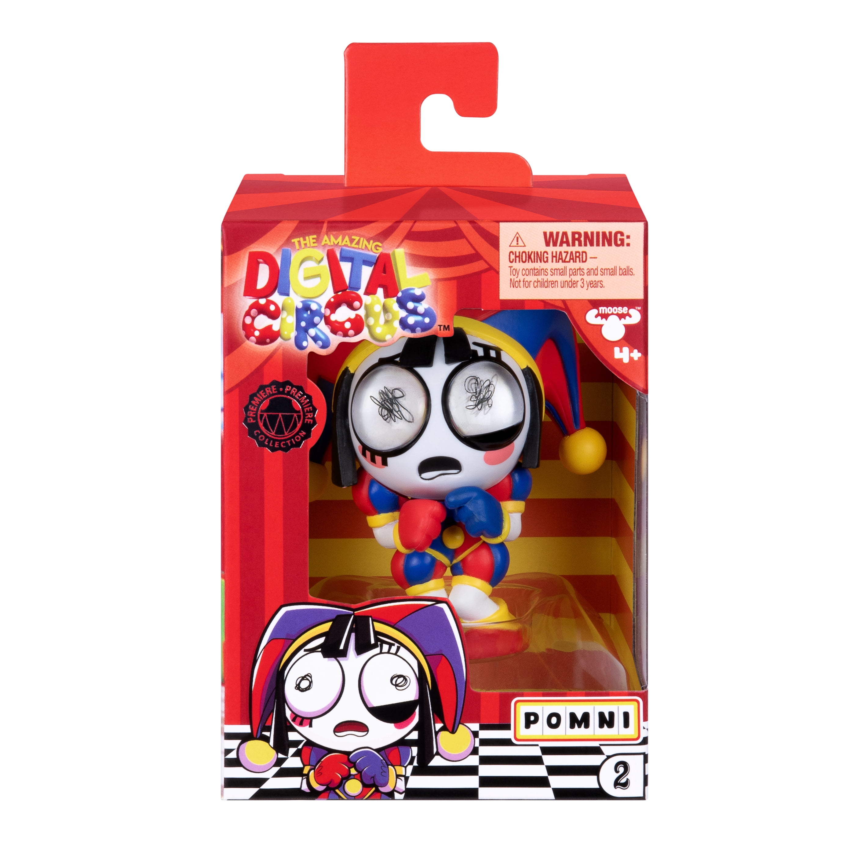 Amazing Digital Circus Pomni 4" Collectible Vinyl Figure with Jittery Eyes and Collector Card, Ages 4+