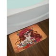 thumbnail image 2 of Day Of The Dead Bath Mat, Dia de Los Muertos Spanish Culture Mexican Festive Skull Art, Non-Slip Plush Mat Bathroom Kitchen Laundry Room Decor, 29.5 X 17.5 Inches, Cinnamon Magenta Maroon, Ambesonne, 2 of 2