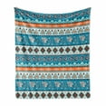 thumbnail image 1 of Tribal Soft Flannel Fleece Throw Blanket, Print with Persian Tulips Floral Spring Season Bohemian Art, Cozy Plush for Indoor and Outdoor Use, 50" x 70", Blue Orange and White, by Ambesonne, 1 of 6