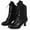 Black, variant on Willtoo Women's Victorian Ankle Boots - Mid Calf, Round Toe, Black Boots with Chunky Heel & Lace Up Detail Black 6