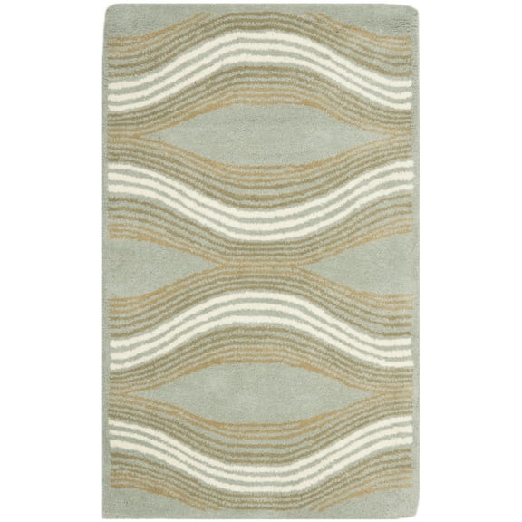 SAFAVIEH Wyndham Victoria Wavy Chevron Wool Area Rug, Blue/Multi, 2'6" x 4'