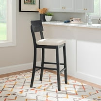 Linon Jamil 31" Indoor Wood Bar Stool, Dark Charcoal