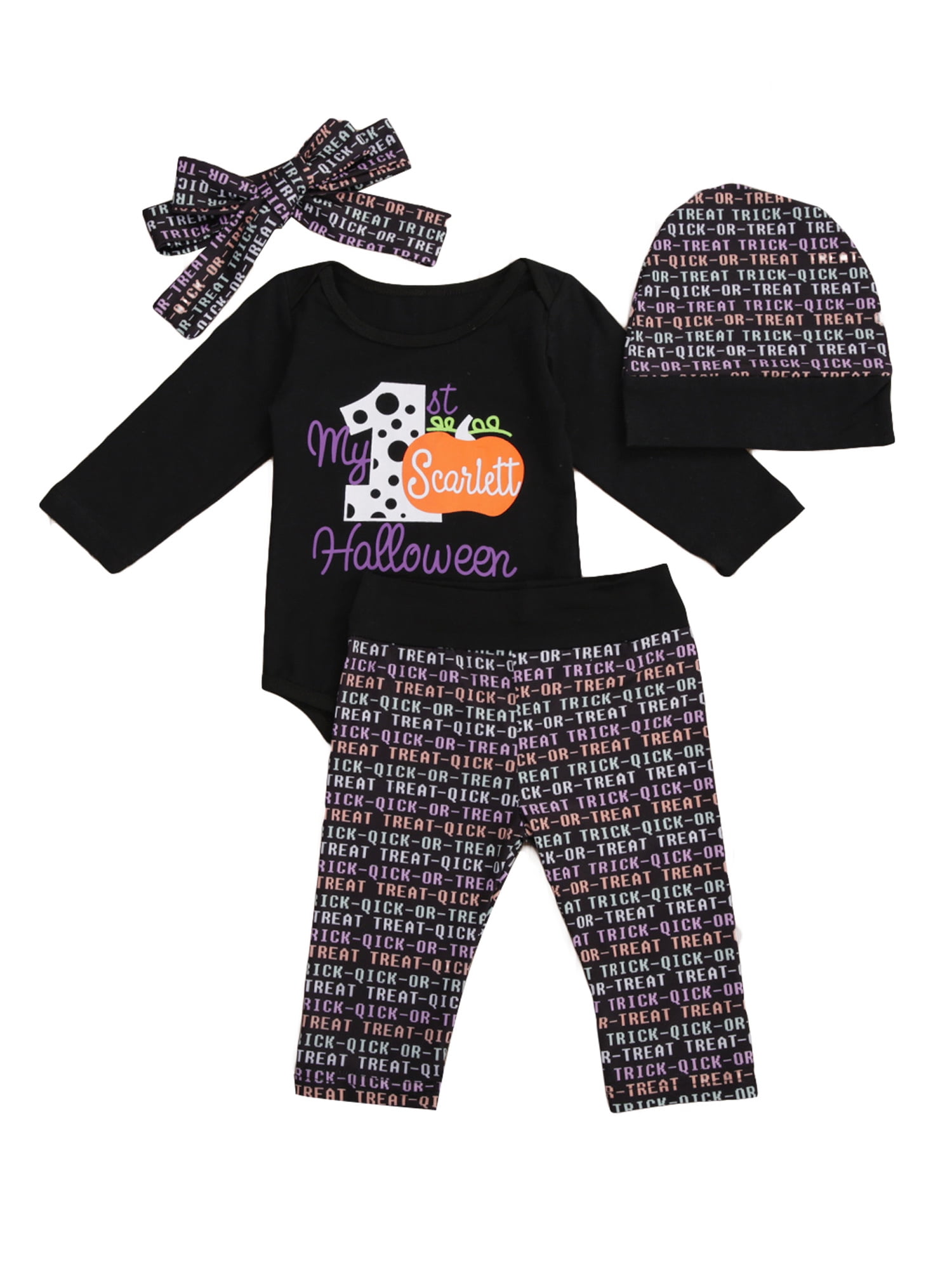 Details about   Toddler Kids Baby Girls Pumpkin Striped Embroidery Halloween Dress+Headbands set 