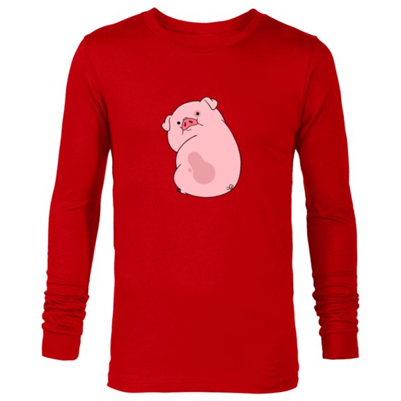 Disney Channel Gravity Falls Waddles the Pig - Long Sleeve T-Shirt for Men -Customized-New Red