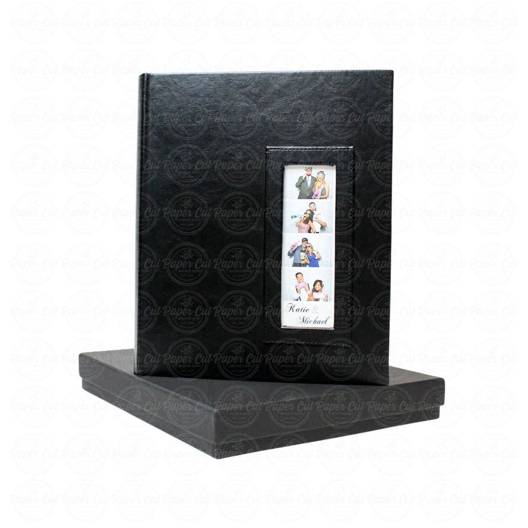 Paper Cut Design Shop Photo Booth Album Guestbook Slip In Black 2x6 with Storage Box Wedding Album Scrapbook Album