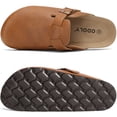 thumbnail image 5 of Comwarm Vegan Leather Clogs for Womens Mens, Cork Footbed Potato Slip On shoes for Women with Arch Support, Caramel Brown, 5 of 6
