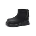 thumbnail image 5 of Juebong Boys Girls Combat Boots PU Leather Zipper Ankle Boots Kids Dress Short Boots Black,35, 5 of 8
