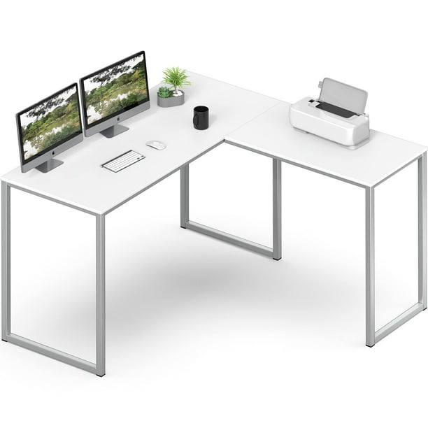SHW 48Inch Mission LShaped Home Computer desk, White