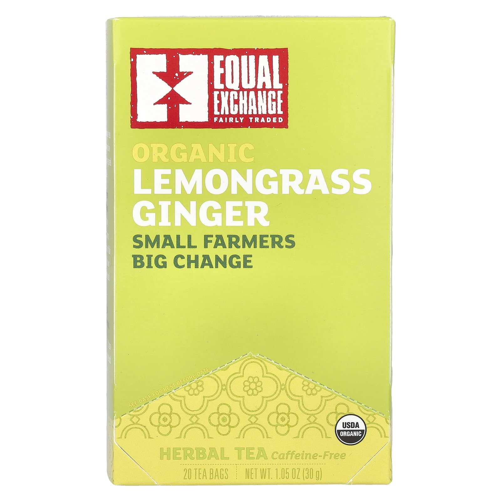 Equal Exchange Organic Lemongrass Ginger, Herbal Tea, Caffeine-Free, 20 Tea Bags, 1.05 oz (30 g)