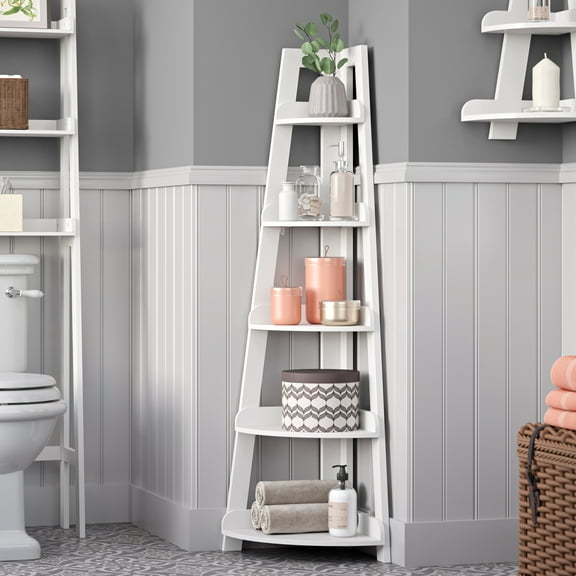 RiverRidge Amery Collection 5-Tier Corner Ladder Bathroom Storage Shelf