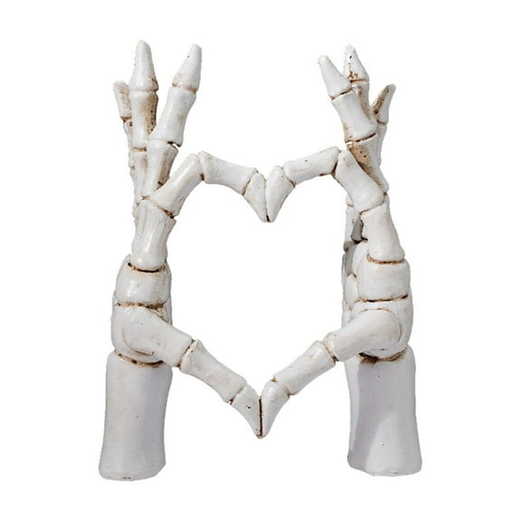Skeleton Hand Heart Ornament, Resin Halloween Decoration – Spooky Heart-Shaped Figurine for Tabletop, Party & Home Décor
