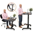 thumbnail image 2 of Stand Steady Multifunctional Tilting Mobile Podium | Portable Sit Stand Lectern with Pneumatic Height Adjustments | Rolling Laptop Stand with Adjustable Tilt for School & Office (Black), 2 of 9