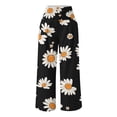 thumbnail image 4 of Women's Palazzo Pants Floral Printed Straight Wide Leg Slacks Elastic Waist Dressy Casual Pants with Pockets (M, Multicolor 11), 4 of 5