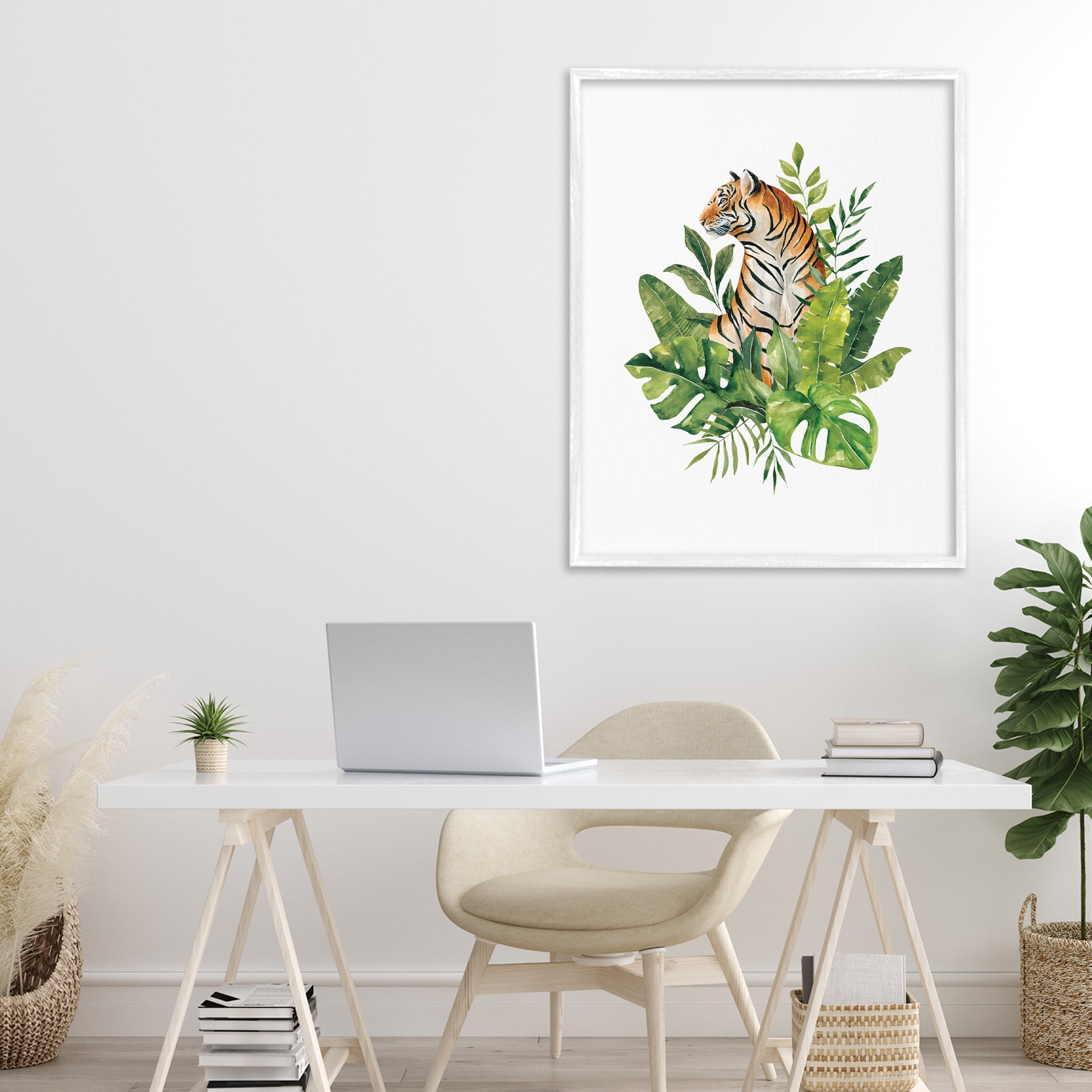 Stupell Industries Exotic Jungle Tiger White Framed Giclee Art, design by Bethany Sandoval