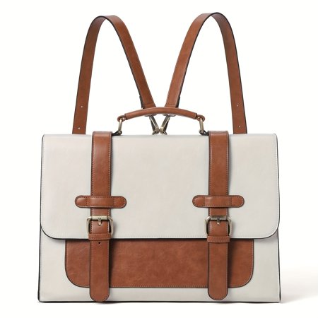 moocr for Women 15.6 inch Vegan Leather laptop backpack Messenger Bag Large Computer Handbags for Work