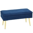thumbnail image 1 of HOMCOM End of Bed Bench, Upholstered Bedroom Bench with Storage, Dark Blue, 1 of 10