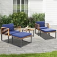thumbnail image 2 of Costway 5-Piece Acacia Wood Patio Wood Chair Set with Cushioned Chair, Black/Natural/Navy Blue, 2 of 9