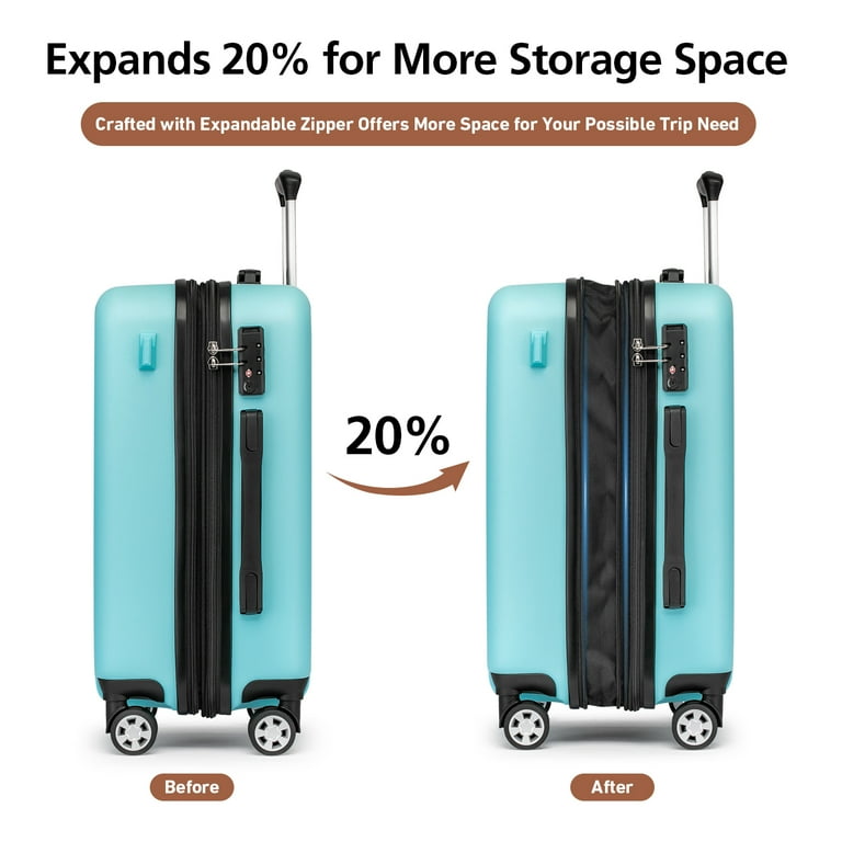 WEPLUS Hardside Carry On Luggage 3 Piece Luggage Sets TSA Lock