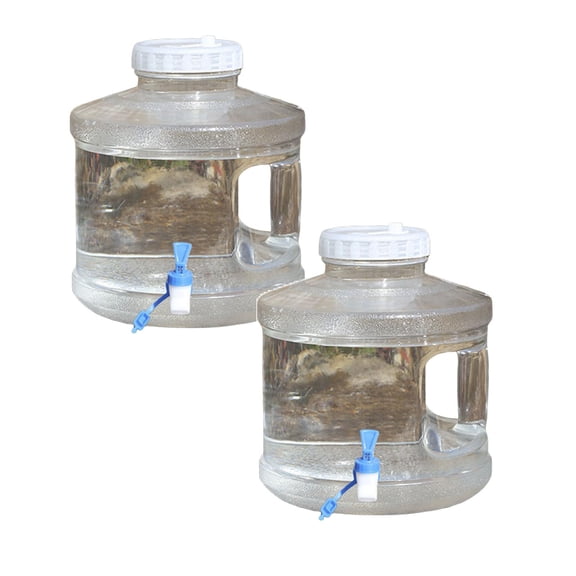 2Pcs Water Container With Faucet 2 Gallon Camping Water Bottle With Handle Transparent Water Storage Bucket For Outdoor Sports Camping Hiking Storage Containers Practical Home Decor
