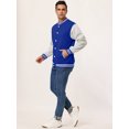 thumbnail image 3 of Chaqueta de béisbol Varsity para hombre, bloque de color, uniforme escolar, chaquetas de bombardero Letterman, azul medio, gris Unique Bargains Chaqueta, 3 of 5