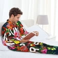 thumbnail image 6 of Salouo Summer Birds and Flowers Print Button-Front Long Sleeve Pajama Set for Men, Soft 2Pjs Men's Long Sleeve Sleepwear-X-Large, 6 of 7