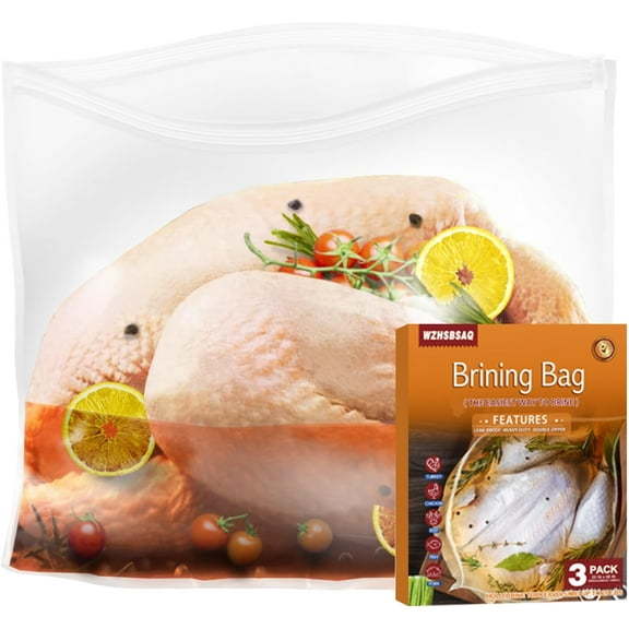 WZHSBSAQ urkey Brining Bag, 3-Pack Extra Large Turkey Brining Bag, suitable for brining turkeys and chicken, size: 26 inches x 22 inches, weight capacity up to 35 pounds