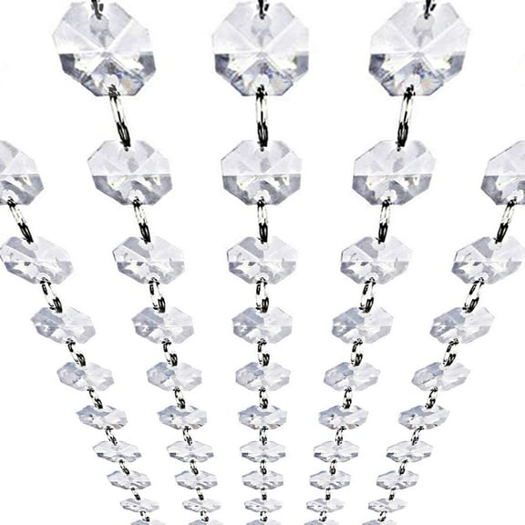 10 Pcs Crystal Chandelier Beads 3.3Ft Clear Glass Crystal Beads Lamp Chain Garland For Chandelier Prism Octagon Beads Chain