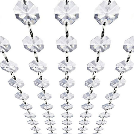 

10 pcs Crystal Acrylic Gems Bead Garland Strands 3.3 Feet Hanging Clear 18mm Daimond Beads Chain Garlands for Christmas Tree Chandelier Bead Lamp Chain Christmas/Wedding Party Decoration