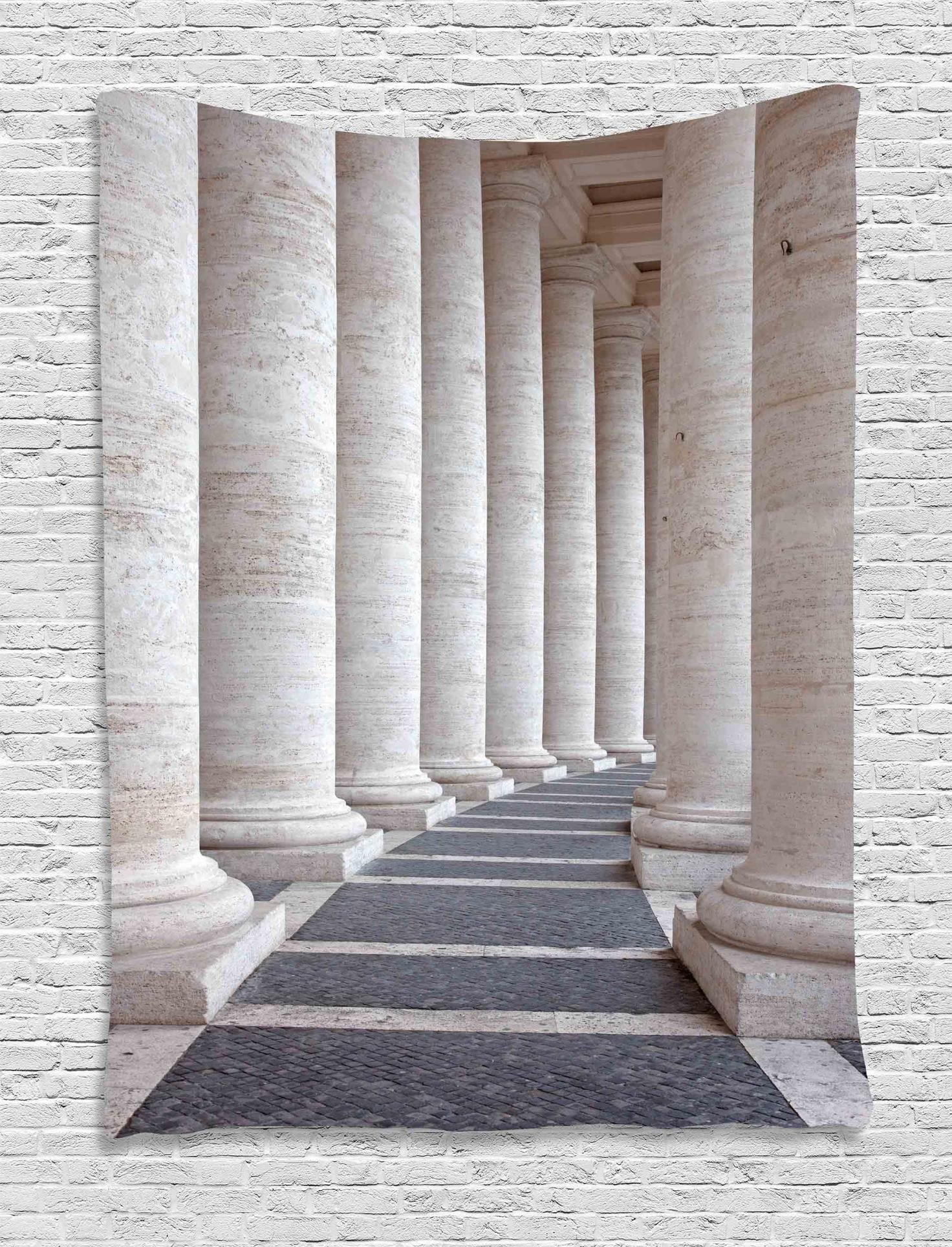 Pillar Tapestry, Ancient Theme Roman Columns Stone Pillars Old