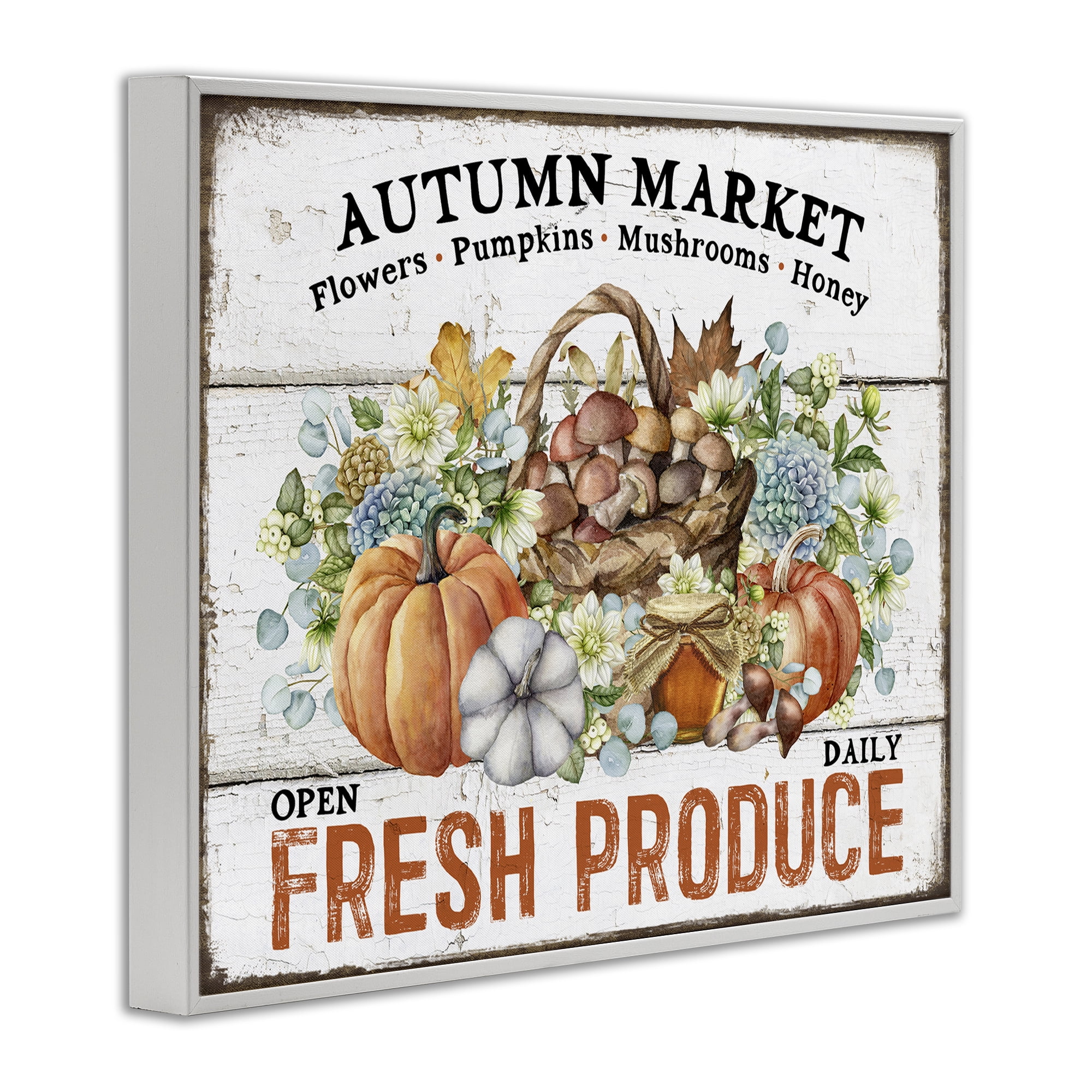 Stupell Industries Fresh Fall Produce Holiday Painting White Framed Art Prints Wall Art, 14 x 11