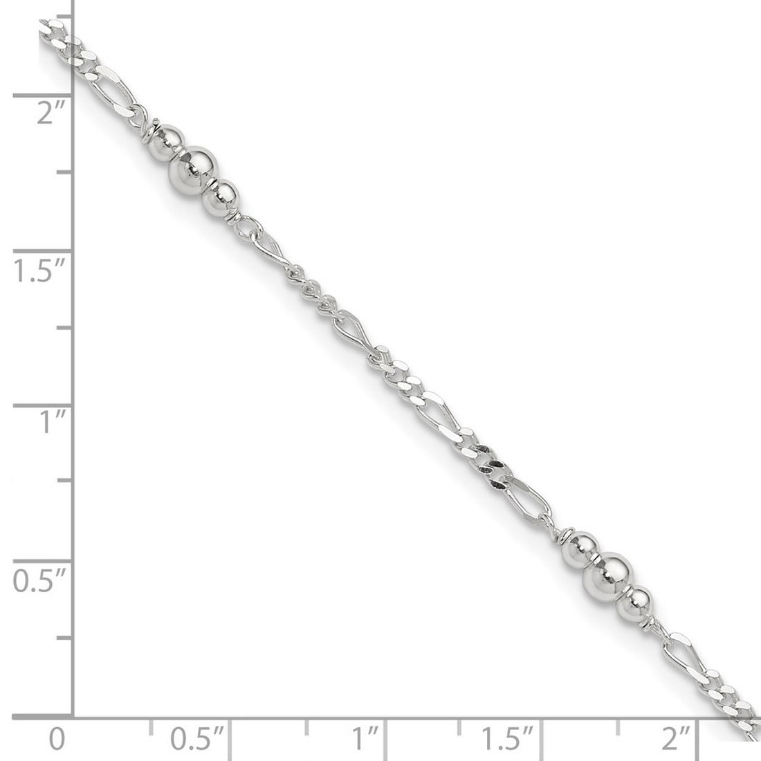 925 Sterling Silver Fancy Lobster Closure Polished Bead With 1inch Ext. Anklet 9 Inch 9mm Wide Anklet for Women