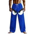thumbnail image 2 of Blmnix Low Waisted Pants for Men Travel Pants Palazzo Beach Pants Baggy Jean Wide-Leg Long Blue Men's Casual Pants,XXXL, 2 of 3