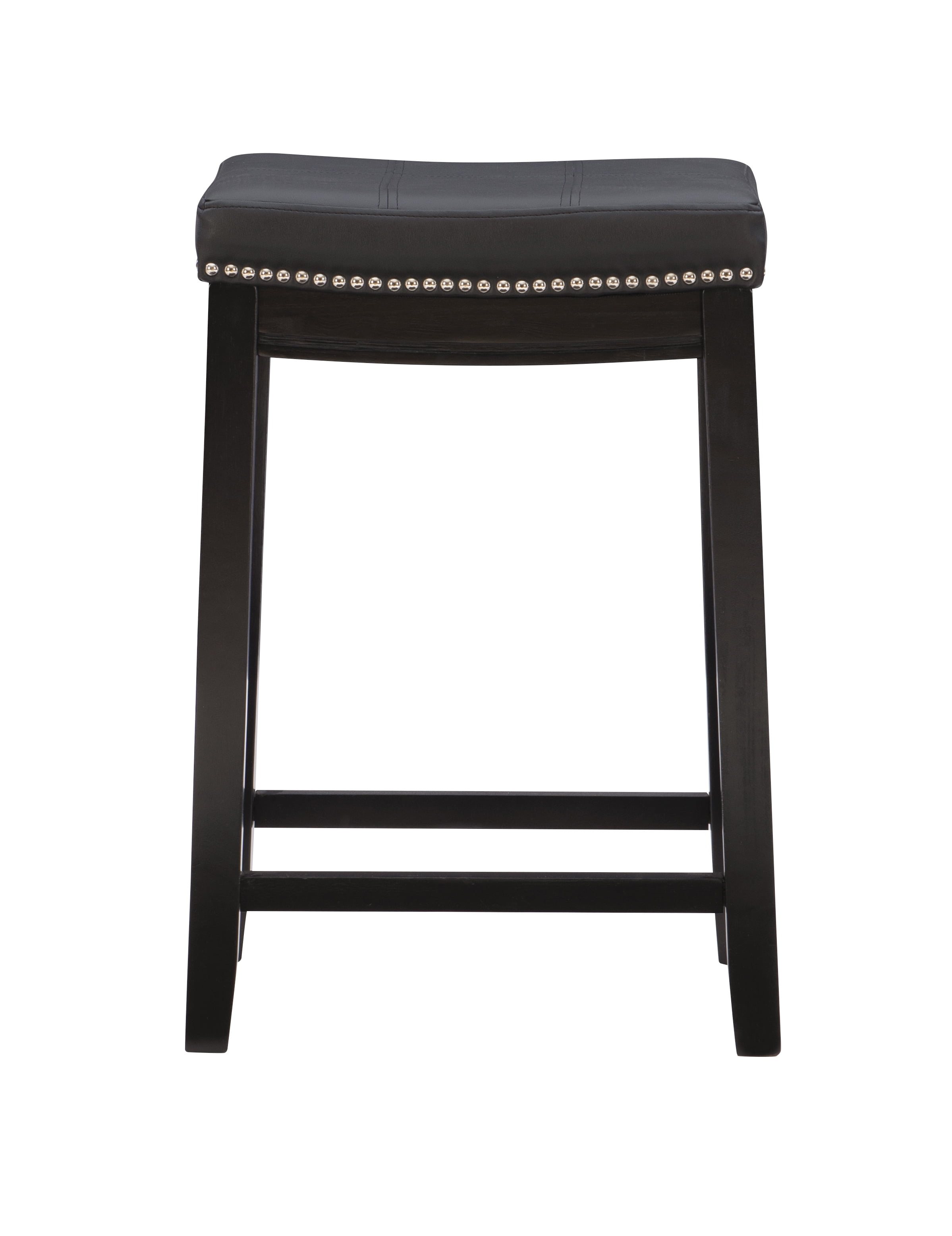 Linon Claridge 26" Backless Jet Black Counter Stool with Faux Leather seat