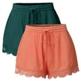 thumbnail image 2 of XIAONU Women's Solid Lace Shorts Drawstring Waist Side Pockets Shorts, 2 of 7