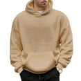 thumbnail image 2 of Men Solid Color Hoodie Winter Men Hoodie Double-sided Velvet with Big Front Pocket Loose Long Sleeves Thermal Top with Elastic Cuffs Hoodie Warm Men, 2 of 7