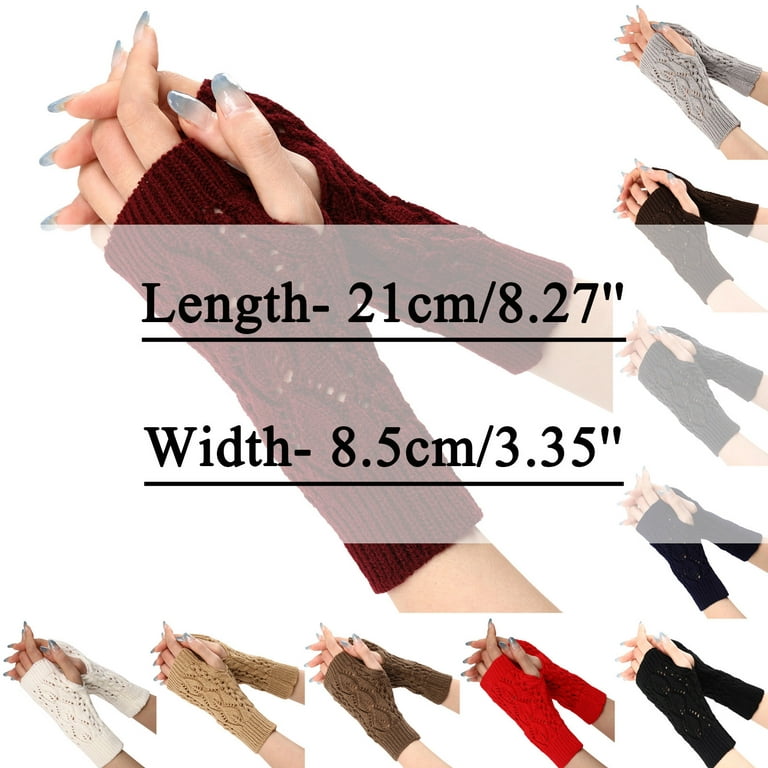 BOOMILK Winter Fingerless Gloves For Women Warm Windproof Elastic Texting  Warm Knitted Gloves Yellow 