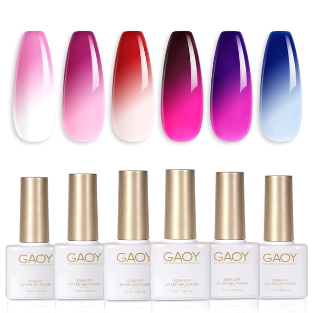 Set de esmaltes de uñas en gel GAOY Color Changing, 6 colores, 7,3 ml