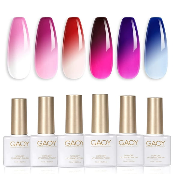 Set de esmaltes de uñas en gel GAOY Color Changing, 6 colores, 7,3 ml