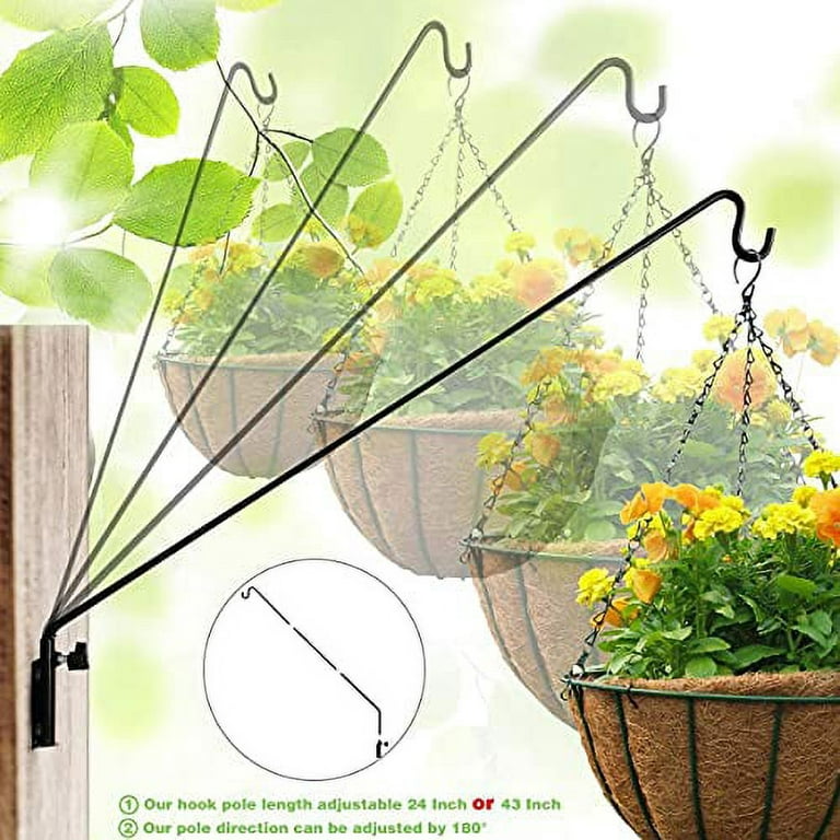 MIXXIDEA Heavy Duty Extended Reach Wall Mounted Deck Hook Wall Pole, Wall  Bracket Direction and Length Adjustable Plant Bracket for Bird Feeders,  Planters, Suet Baskets, Lanterns, Wind Chimes,Black 