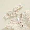 thumbnail image 5 of Odeerbi 0-18 Months Toddler Girls Cotton Outfits Layette Set Solid Color Long Sleeve Bodysuit Bow Sweatpants Headband Three Pieces Set Toddler Girls Clothes, 5 of 8