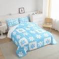 thumbnail image 3 of Manfei Cute Cartoon Flowers Bedding Comforter Set,Lovely Floral Blossom Twin Comforter Sets,White Blue Checkered Bedding Set For Kids,Microfiber Bedroom Decor Reversible,2pcs, 3 of 8