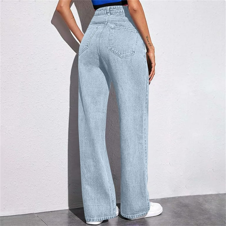 BRGZLK Women's Wide Leg Jeans High Waisted Stretchy Straight Leg